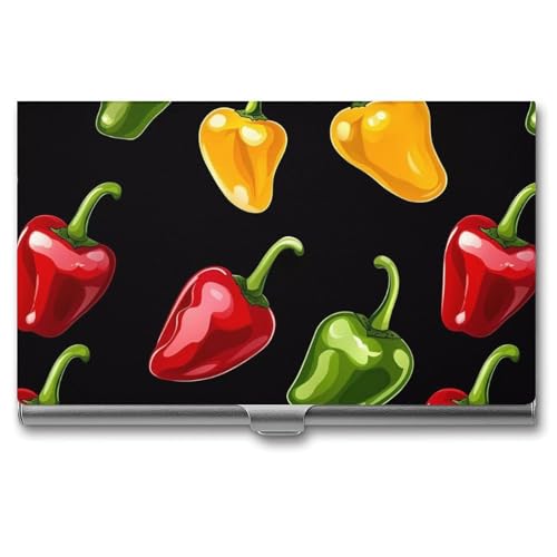 Colorful Chili Pepper Business Card Case Pocket Card Holder Slim Card Wallet for Men Women