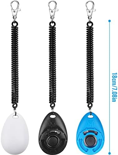 Diyife Clicker Clicker dla Psów, z Elastycznym Paskiem i Dużym Guzikiem, Profesjonalny Clicker Treningowy dla Kotów, Psów, Koni [3-pak, Czarny + Niebieski + Biały]