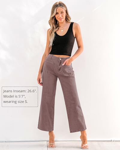 GRAPENT Wide Leg Jeans for Women High Waisted Straight Leg Stretchy Cropped Denim Pants with Pockets Jean Trousers3