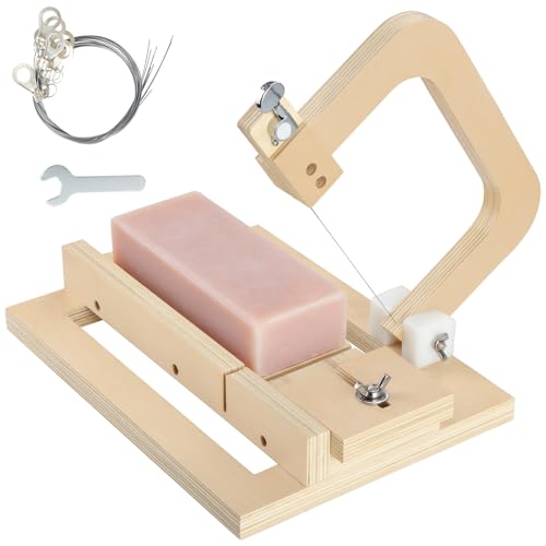 Image of Adjustable Wire Soap Cutter, Professional Soap Cutting Tool, Wooden Soap Making Supplies with Replaced Stainless Steel Wires for Handmade