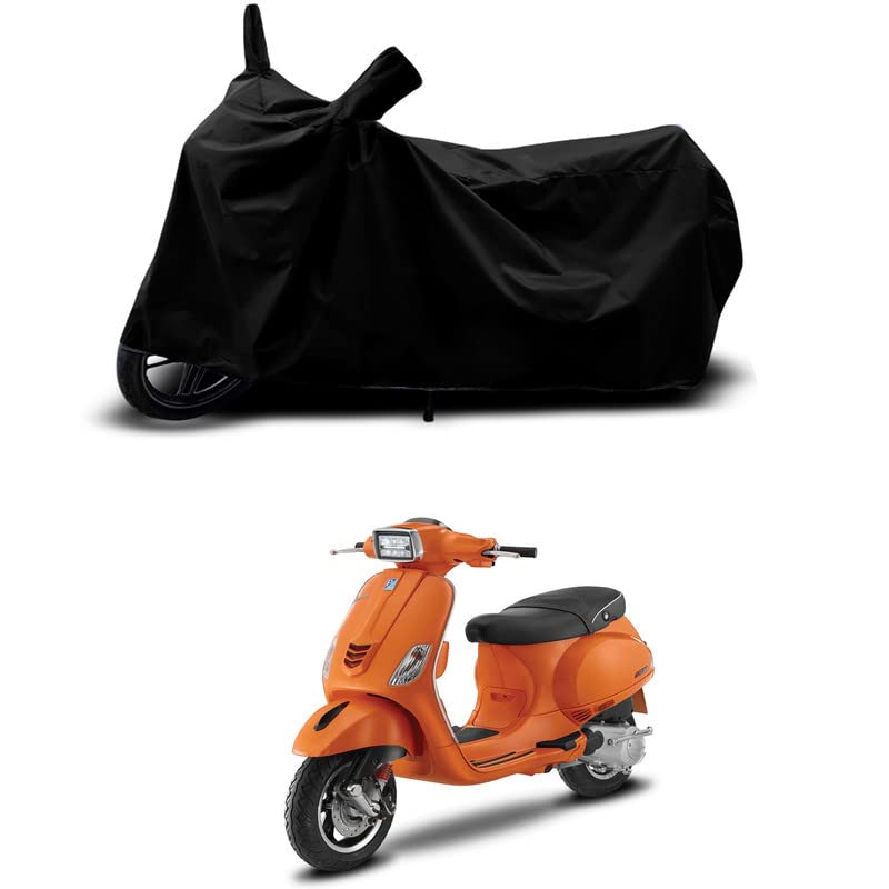 Image of 100% Scratchproof /UV-Rays /Heat Protection /Birds Dropping /Water Resistant /Dust Proof /Waterproof /Bike Scooty Two Wheeler Body Cover Compatible for Vespa SXL 125 FL CBS BS6 All Varient[Black]
