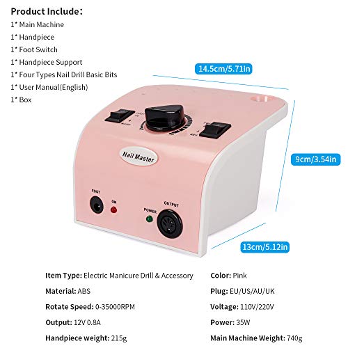 Elektrisches Maniküre-/ pediküre-set 35W 35000 U/min Elektrisch Nagelfräser Professionelle fräser maniküre pediküre… – Bild 8