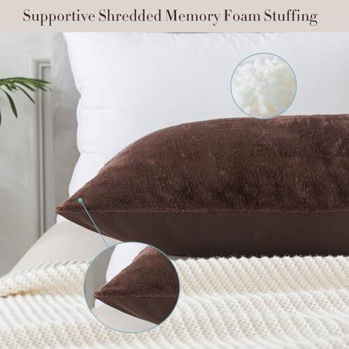 WhatsBedding Memory Foam Body Pillow with Plush Fuzzy Cover, Full Body Pillow for Adults, Long Pillow for Sleeping, Soft Pillow Fluffy Supportive