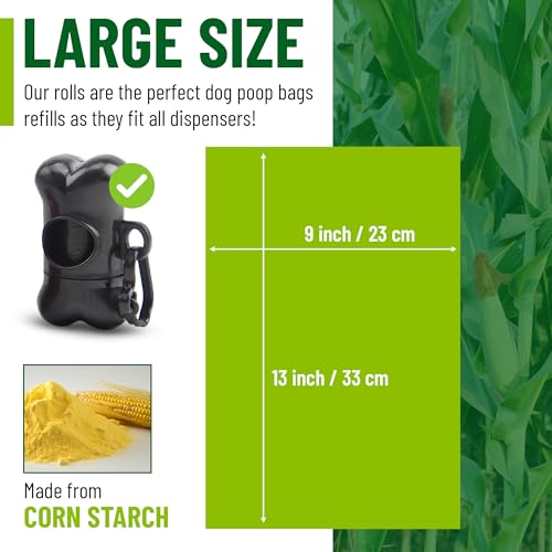 Image of Dog Poop Bags - Extra Strong, Leak-Proof, Unscented, 360 Count (24 Rolls), 9x13 Inches, Corn Starch-Based