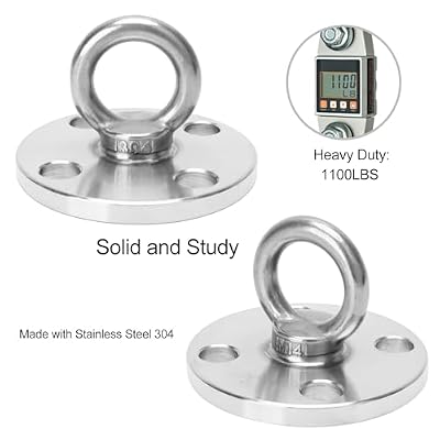 F.Life Ceiling Mount Hooks - Hold Up to 1100 lbs,Yoga Starter Set - Suitable for Gym Rings, Suspensions, Indoor/Outdoor Use -304 Stainless Steel Suspension Hook Gym, Aerial Silks Yoga Swing Hammock