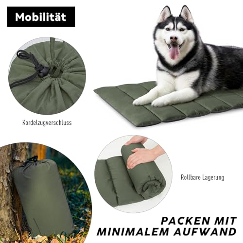 WESTERN HOME WH Hundedecke für Unterwegs Hundedecke Wasserdicht Tragbar Hundematte Outdoor Komfort und Weiches Reisedecke Hund Wasserdicht Camping Hundebett, 110x68 cm (Olive Drab)
