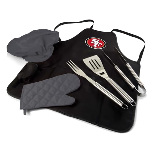 Image of Picnic TIME BBQ Apron Tote Pro Grill Set, (Black with Gray Accents)