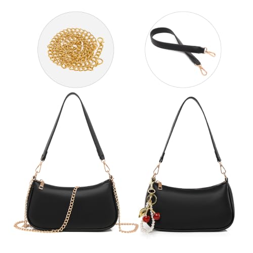 Image of Small Shoulder Bag for Women Mini Purse Retro Vegan Leather Hobo Purses Clutch Tote HandBags with Zipper Closure