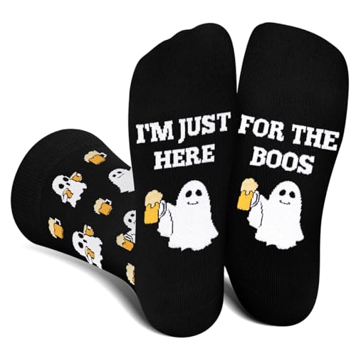 AGRIMONY Calze Halloween Fantasma Birra Uomo Donna Ragazzi Divertenti - Fantasia Colorati Arte Simpatici Strani Fantasmi Birre Calzini Costume - Regali Halloween Originali Idee Regalo per Lui Lei