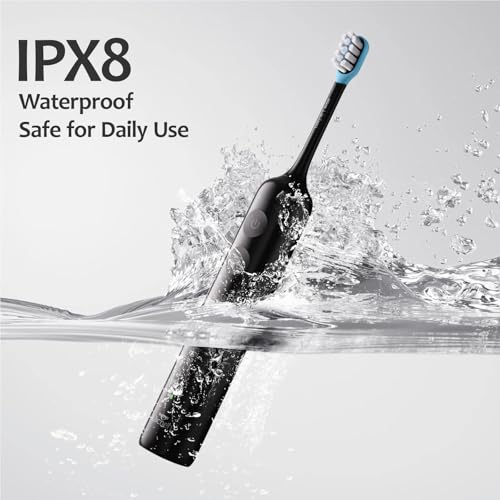 MGW Electric Toothbrush - Sonic Electric Toothbrush for Adults,Smart Timers & 3 Modes (3 Intensity Levels Each), IPX8 Waterproof, 4 Brush Heads, Travel Case, Black — view 5