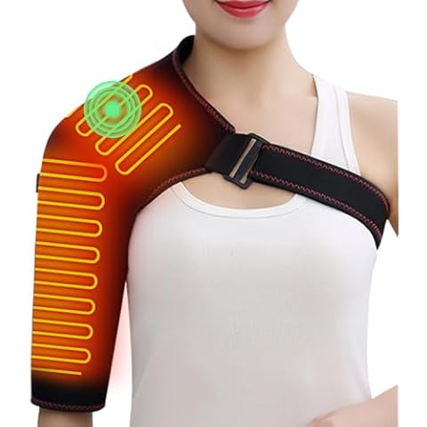 Heated Shoulder Brace with Massager Portable Electric Heating Pad for Shoulder Pain and Upper Arm Muscle Massage Heated Wrap for Shoulder Right Cover