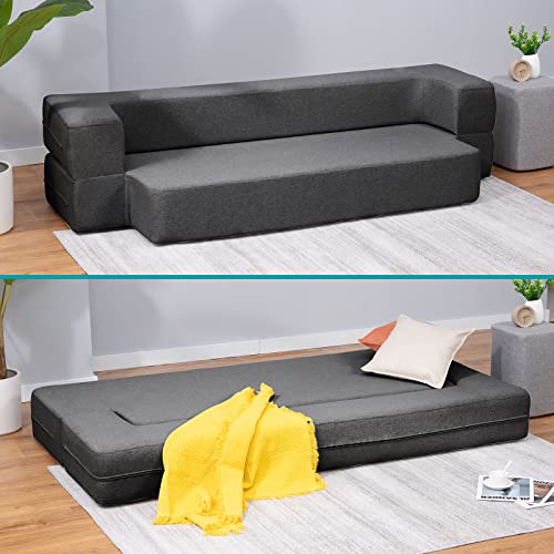 Balus 8.6 Inch Folding Sofa Bed Couch,Twin Size Floor Sofa Bed Foldable, Memory Foam Futon Couch,Fold Out Sofa Bed Convertible Sleeper Sofa Bed For Living Room/Bedroom/Guest Room/Office #TOP6