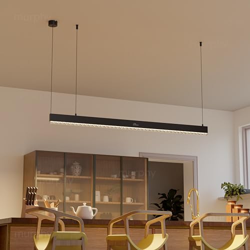 Image of Murphy 4ft LED Hanging Profile Light - Warm White (Lens Diffuser) | 45W Aluminium LED Pendant Light | Adjustable Hanging Wire | Modern Linear Ceiling Light | 2-Year Warranty | Pack of 1