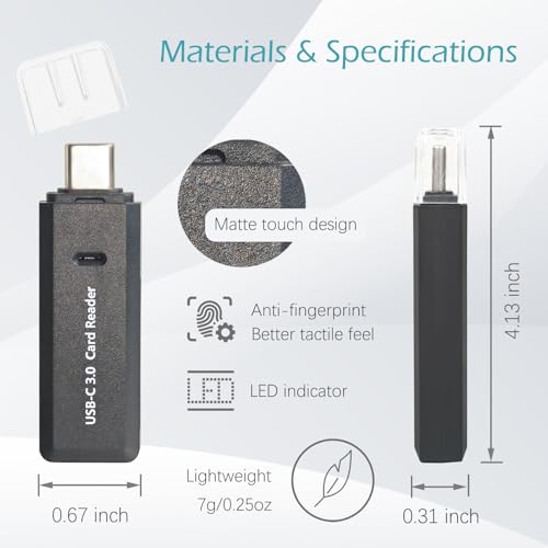 Image of Micro SD Card Reader, 5Gbps 2-in-1 USB C Memory Card Reader for Digital Camera, SD Card Viewer with Dual Slot for SD, SDHC, SDXC, Micro SD, MicroSDHC, Micro SDXC, MMC, RS-MMC, TF Card (Black)