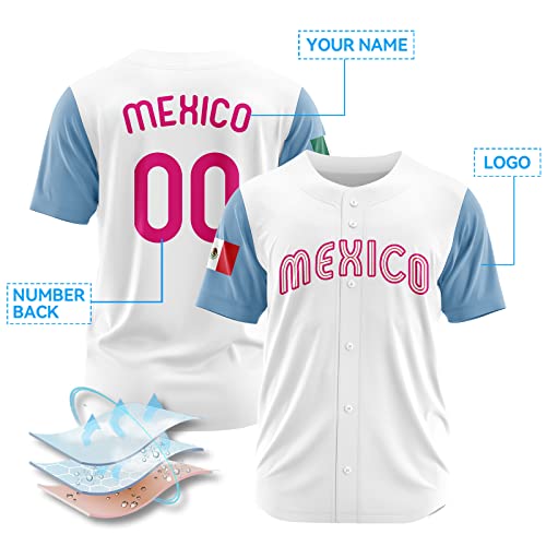 Customized Personalise 2023 Mexico Baseball Jerseys, Custom Name Number for Men Women Mexico Baseball Jersey miniatura 5