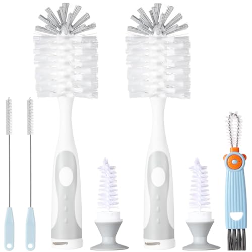 Image of 5 in 1 Cleaning Brush Set, Anivona Bottle Brush Cleaner, Multifunctional Cleaning Brush, Water Bottle Brushes for Cleaning Home, Cleaning Baby Bottles, Home Kitchen Cleaning Tools, BPA-Free (Grey)
