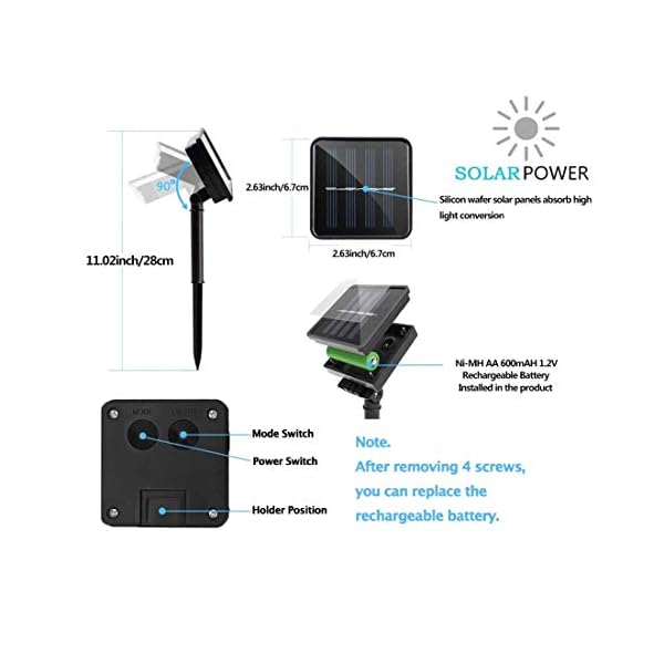 XUNATA LED Solar Lichterschlauch 10M 100 LEDs Lichter IP65 Wasserdicht Schlauchlicht Lichtschlauch für Garten, Weihnachten, Hochzeit, Party – Bild 6