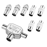 TV Aerial Splitter 2 Way with Male and Female Connectors, TV Ariel Connections, Cable TV Coaxial Splitter, TV Signal Booster