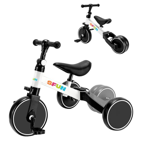 三輪車 子供用 1-5歳向け 3in1 幼児用キッズバイク ランニング 自転車 キッズ キックバイク 一輪車 組み立て簡単 2.8KG軽量設計 高さ調整可 アウトドア&室内兼用 説明書付き (白)