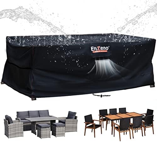 Enzeno Cube Garden Furniture Covers125X125X74cm Garden Square Table Cover Waterproof420D Heavy Duty Outdoor Patio Rattan Cube Table Covers Windproof,Anti-UV for Chair and Table Rattan Sofa Cover