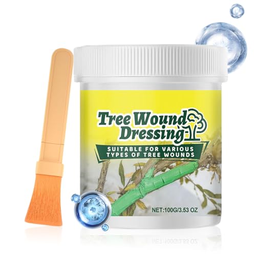 Eventerde Sellador para heridas de árboles – 100 g Pasta para troncos, sellador para injertos con pincel, para corteza dañada, bonsái, arbustos, plantas, troncos, , jardín, parque y paisaje