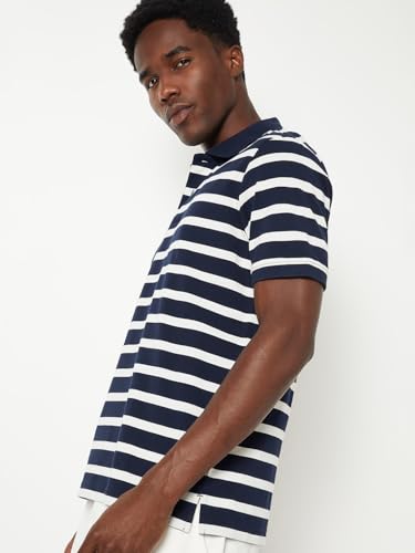 Image of Max Men's Half Sleeves Regular Fit Striped Polo T-Shirt