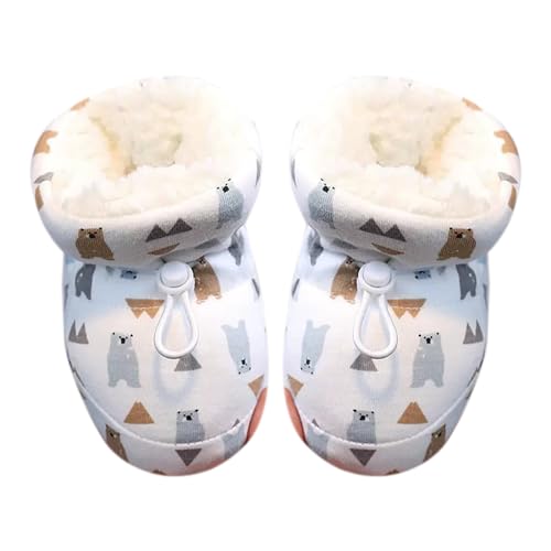 Image of Warm Fur Baby Boots, 2025 Upgraded Warm Fur Baby Boots with Drawstring Soft Sole Infant Winter Boots, Infant Unisex Warm Winter Ankle Boots (White Bear, US Footwear Size System, Infant, Age Range, Narrow, 0 Months, 6 Months)