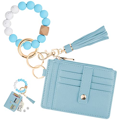 Image of KNGITRYI Wristlet Wallet for Women,RFID Keychain Wallet with Beaded Strap