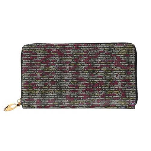 Pochette de voyage code de programmation en cuir : le portefeuille zippé des développeuses