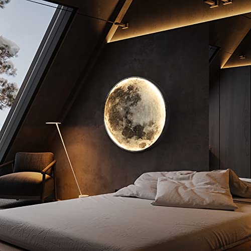 Image of Modern Moon Wall Sconce Lighting, Dimmable Nightlight with Remote Control, Plug in Wall Lamp, Decorative Moon Light for Nursery Bedroom Living Room (11.8 inch)