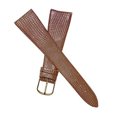 Dcasmo group Bracelet de Montre en Cuir véritable de Lézard Marron pour Homme 22 mm New Old Stock 1960 1970 – Bande Vintage Original – Strap d'Horlogerie Antique Traditionnel
