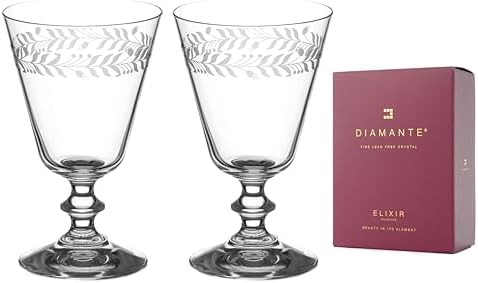 DIAMANTE Crystal Red Wine Glasses Pair 'Harvest' | Vintage Style ...