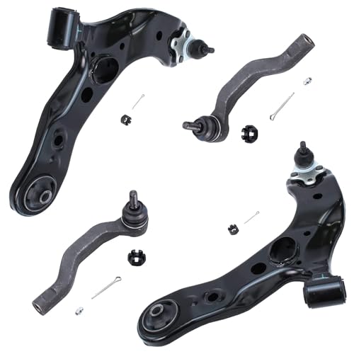 Image of Detroit Axle - 4pc Front End Control Arms Kit for Toyota RAV4 Lexus NX200t NX300 NX300h, 2 Lower Control Arms w /Ball Joints 2 Outer Tie Rod Ends Replacement