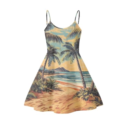 Image of Women's Spaghetti Strap Dress Summer Casual Swing Sundress Girls Beachwear Swing Mini Dress