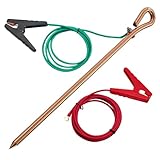 Portable Grounding Rod with 4ft 12AWG UL Listed Grounding Wire with Crocodile Clip,Great for Electric Fences,Antennas,Generator,Ground Post Pin (Grounding rod with 2Pcs 4ft ground wire)