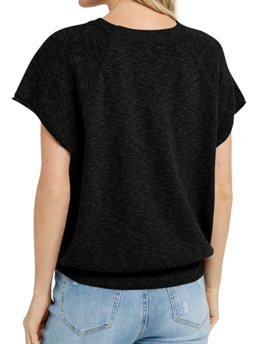 Saodimallsu Womens Short Sleeve Crewneck Sweater Summer Tops Casual Loose Knit Lightweight Basic Pullover Shirts3