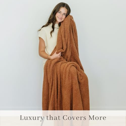 Image of Saranoni Bamboni Luxury Throw Blanket | Oversized Super Soft Plush Home Decorative Comfy Blankets for Couch or Bed | Caramel - X-Large 60 inch x 80 inch