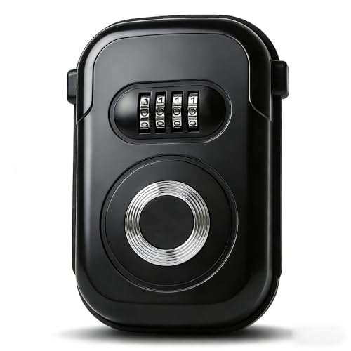 キーボックス 鍵共有ボックス 鍵収納ボックス 強化プラスチック製 壁掛け式 ダイヤル式 ４桁暗証番号 キー収納 南京錠 防犯性 鍵共有 玄関 倉庫 工事不要 【文君の店】 (ブラック)