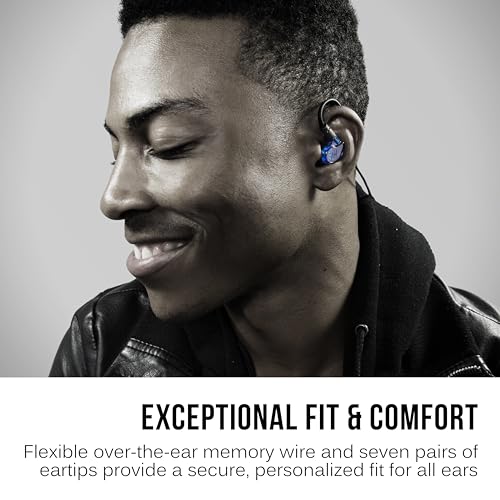 Image of MEE audio M6 PRO In Ear Monitor Headphones for Musicians, 2nd Gen Model With Upgraded Sound, Memory Wire Earhooks & Replaceable Cables, Noise Isolating Professional Earbuds, 2 Cords Included (Blue)
