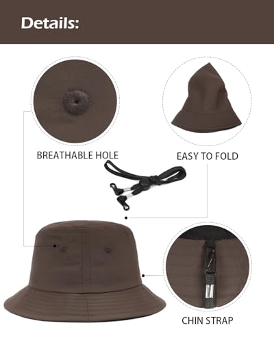 Image of XXL XL L Bucket Hat For Big Heads,M S Quick-Dry Travel Sun Hat With Chin Strap,Lightweight Summer Fisherman Hat Packable