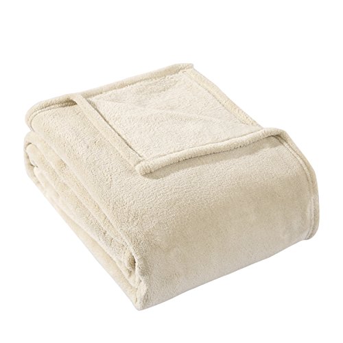 HYSEAS Coral Fleece Blanket Sand - Soft Plush Cozy Fuzzy Microfiber Solid Blanket