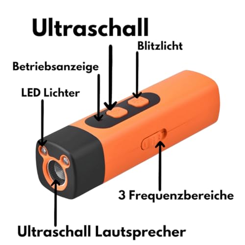 Anti-Bell-Halsbänder Ultraschall-Hundeabwehrgerät mit Taschenlampenfunktion – sanfte, 100% tierfreundliche Verhaltenskorrektur im Garten & unterwegs – robust & wetterfest