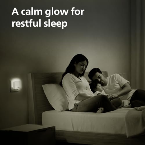 Image of Philips LED SereneShine Plug-in Night Lamp 0.5W | Cool White LED Night Light | Soft Glare-Free Illumination | Energy Efficient | Ideal for Bedroom, Hallway & Kids Room | Pack of 10