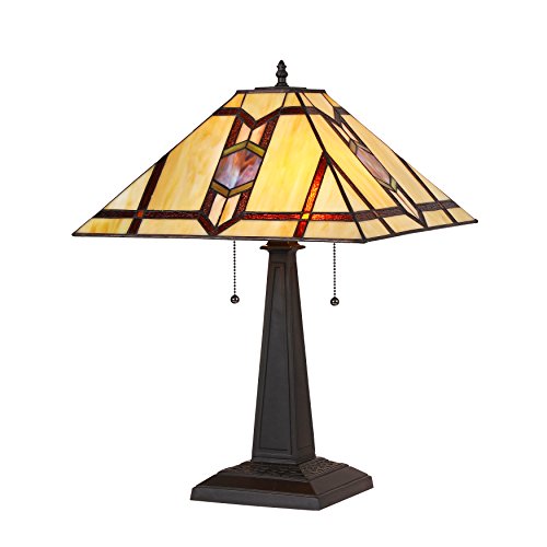 Chloe Lighting CH35521PM16-TL2 Lawrence Tiffany-Style 2 Light Mission Table Lamp, 22.53 x 15.9 x 15.9, Multicolor
