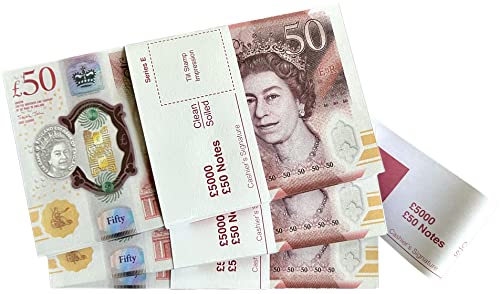 BIG SCREEN STACKS | £15,000 Prop Money Pounds 50 | Gbp Pretend Play Money Bank Notes x 300 | Extra Bank Strap | Uk Company | Movies Play Fake Casino Photo Booth