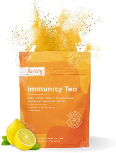 FlavCity Daily Rescue Immunity Tea – Delicious Shelf-Stable Herbal Tea for Wellness Boost Made With Real Lemon and Ginger Powder to Help Your Body Thrive In Every Season (1.9 oz)