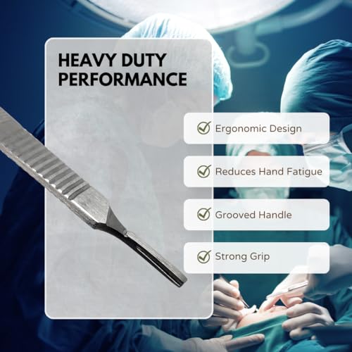 Multi-function Scalpel Handle No 3 Long Stainless Steel Blade Holder Knife to Use for Medical Students Dissection Kit Biology Lab Anatomy Dissecting, Fits Blades #10 to #16