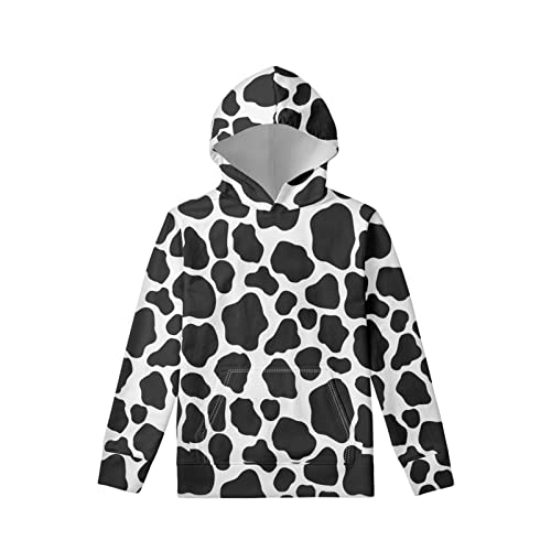Xhuibop Girls Hoodies Teenager Ages 8-10 Cow Spot Print Unisex Hoodies Activewear Kids Sweatshirts Boys With Kangaroo Pocket White Hoodie With Design #TOP23