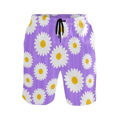Flowers Floral Purple Mens Swim Trunks Quick Dry Beach Shorts with Pocket S 23028752