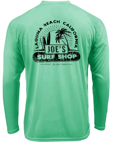 JOES SURF SHOP Men's Vintage Beach UPF 50 Long Sleeve Sun Shirt-L-Bright Seafoam/b